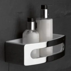 Keuco Elegance Shower Basket - Chrome/White -Bathroom Accessories 11658010000 d1