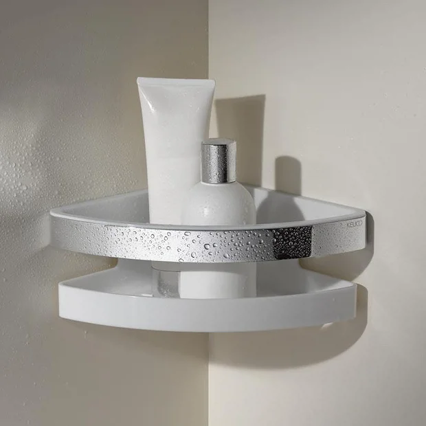 Keuco Moll Corner Shower Basket - Chrome/White 2 Keuco Moll Corner Shower Basket - Chrome/White - Image 2
