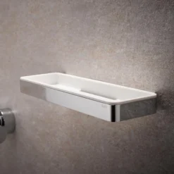 Keuco Plan Shower Basket - Chrome/White 5 Keuco Plan Shower Basket - Chrome/White -Bathroom Accessories 14958010051 d1