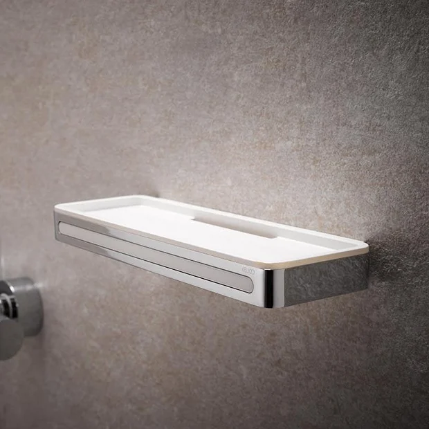 Keuco Plan Shower Basket With Integrated Squeegee - Chrome/White 3 Keuco Plan Shower Basket With Integrated Squeegee - Chrome/White - Image 3