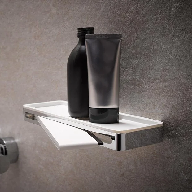 Keuco Plan Shower Basket With Integrated Squeegee - Chrome/White 2 Keuco Plan Shower Basket With Integrated Squeegee - Chrome/White - Image 2