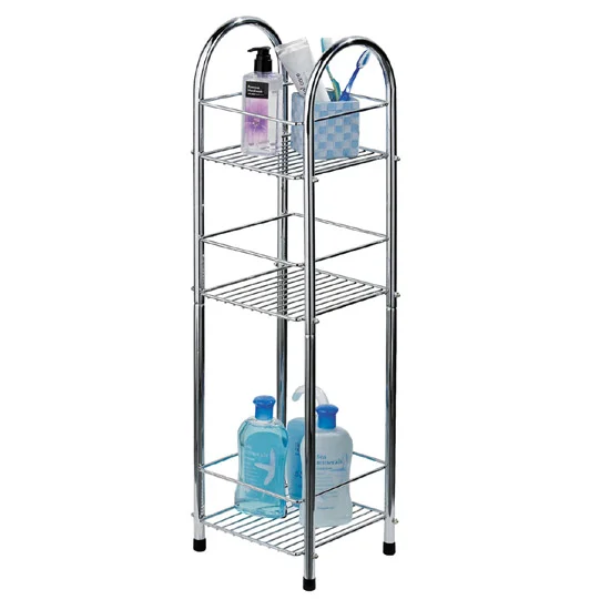 Chrome 3 Tier Bathroom Stand Small/Narrow - Freestanding 2 Chrome 3 Tier Bathroom Stand Small/Narrow - Freestanding - Image 2