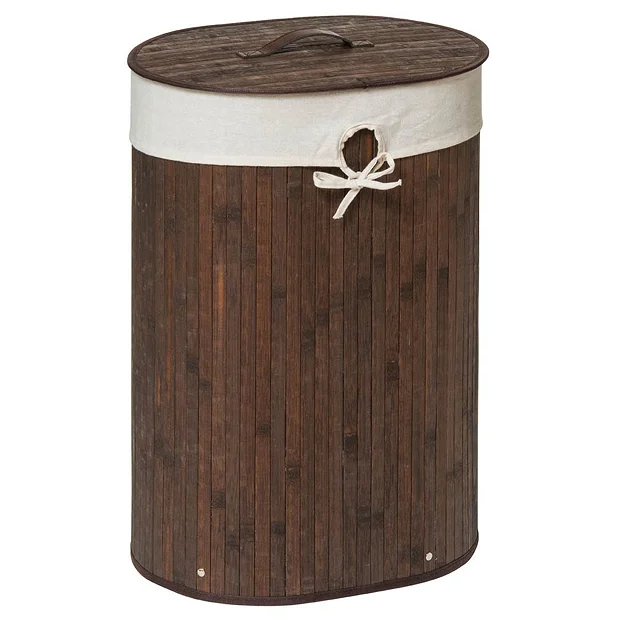 Saroma Oval Bamboo Laundry Hamper - Dark Brown 1 Saroma Oval Bamboo Laundry Hamper - Dark Brown
