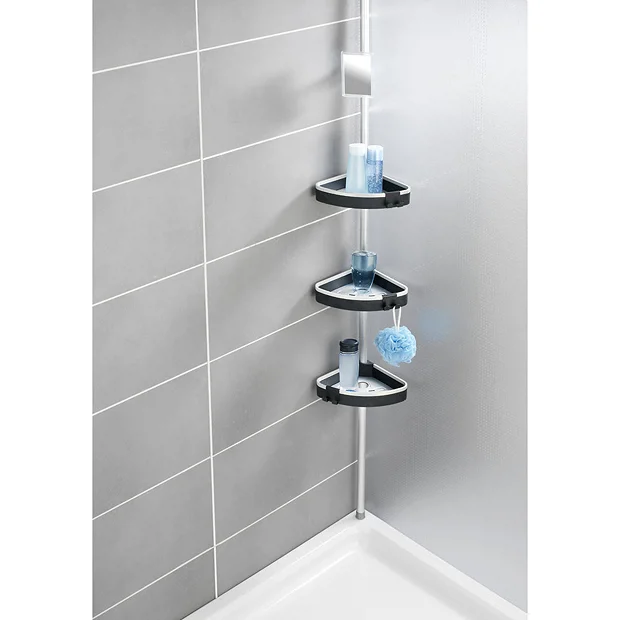 Wenko Wave Telescopic 3-Tier Corner Shelf Storage 3 Wenko Wave Telescopic 3-Tier Corner Shelf Storage - Image 3