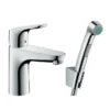 Hansgrohe Focus Single Lever Basin Mixer 100 With Bidet Spray And 160cm Shower Hose