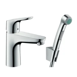 Hansgrohe Focus Single Lever Basin Mixer 100 With Bidet Spray And 160cm Shower Hose