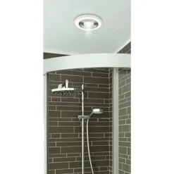 HIB Turbo Chrome Bathroom Inline Fan With LED Lights - Warm White