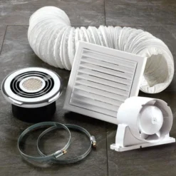 HIB Turbo Chrome Bathroom Inline Fan With LED Lights - Warm White -Bathroom Accessories 32200 d2 1