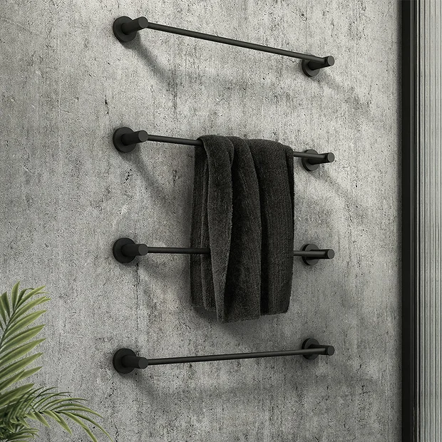 Arezzo 4-Bar Industrial Style Matt Black Round Towel Rail 2 Arezzo 4-Bar Industrial Style Matt Black Round Towel Rail - Image 2