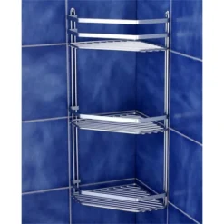 Satina Bathroom Corner Basket Tidy - Triple Tier - Chrome
