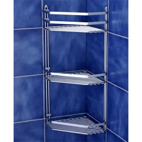 Satina Bathroom Corner Basket Tidy - Triple Tier - Chrome 1 Satina Bathroom Corner Basket Tidy - Triple Tier - Chrome