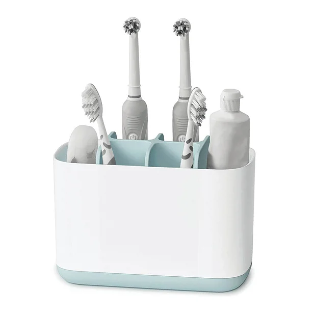 Joseph Joseph Easy-Store Large Toothbrush Caddy - White/Blue 2 Joseph Joseph Easy-Store Large Toothbrush Caddy - White/Blue - Image 2