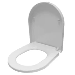 Euroshowers ONE Seat Short D-Shape Soft Close Toilet Seat - White -Bathroom Accessories 80210nd1