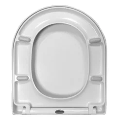 Euroshowers ONE Seat Short D-Shape Soft Close Toilet Seat - White -Bathroom Accessories 80210nd3