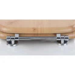 Euroshowers Beech MDF Toilet Seat With Chrome Bar Hinges