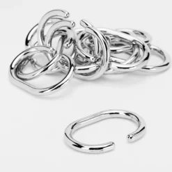 Croydex 12 C-Type Shower Curtain Rings - Chrome -Bathroom Accessories ak142141ai