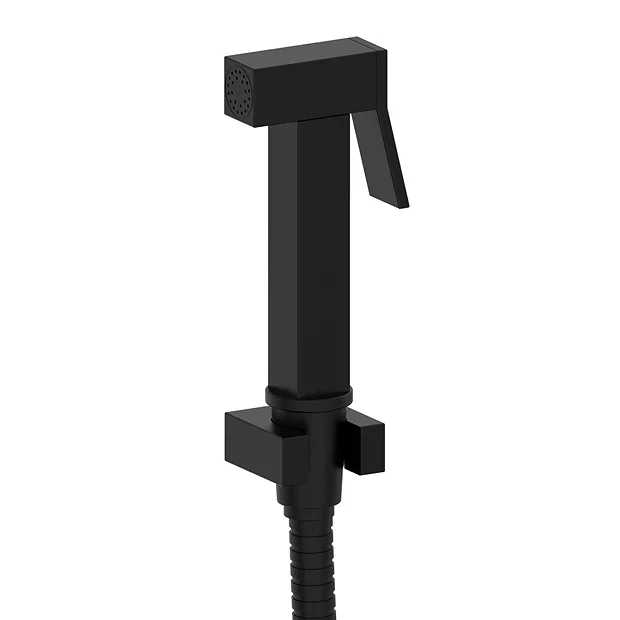 Arezzo Square Douche Shower Spray Kit With Wall Bracket And Hose Matt Black 1 Arezzo Square Douche Shower Spray Kit With Wall Bracket And Hose Matt Black