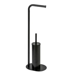 Aspen Black Free Standing Toilet Roll & Brush Holder