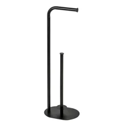 Aspen Black Free Standing Toilet Roll & Spare Paper Holder