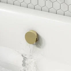 Arezzo Brushed Brass Round Slimline Freeflow Bath Filler Waste And Overflow -Bathroom Accessories az243bb n d1