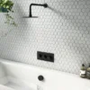 Arezzo Matt Black Round Slimline Freeflow Bath Filler Waste And Overflow