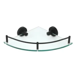 Arezzo Matt Black Glass Corner Shelf