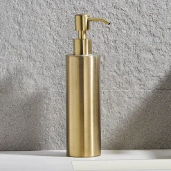 Arezzo Freestanding Round Soap Dispenser Brushed Brass -Bathroom Accessories azrd2bbf d1