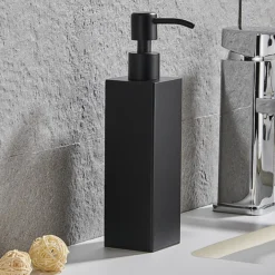 Arezzo Freestanding Square Soap Dispenser Matt Black -Bathroom Accessories azsq2mbf d2