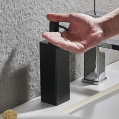 Arezzo Freestanding Square Soap Dispenser Matt Black -Bathroom Accessories azsq2mbf d3