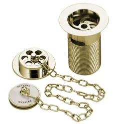 Bristan Traditional Bath Waste + Porcelain Plug Gold Plated Slotted