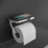 HIB Atto Chrome Toilet Roll Holder With Shelf