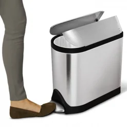 Simplehuman 10 Litre Butterfly Pedal Bin - Brushed Steel -Bathroom Accessories cw1899 d1