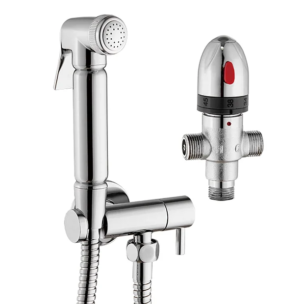 Cruze Modern Thermostatic Douche Shower Spray Kit With Shut Off Valve + Hose 1 Cruze Modern Thermostatic Douche Shower Spray Kit With Shut Off Valve + Hose
