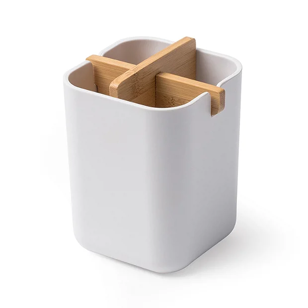 EcoDelux Bamboo Square Toothbrush Holder White 2 EcoDelux Bamboo Square Toothbrush Holder White - Image 2