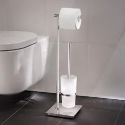 Smedbo Outline Lite Square Freestanding Toilet Brush And Roll Holder