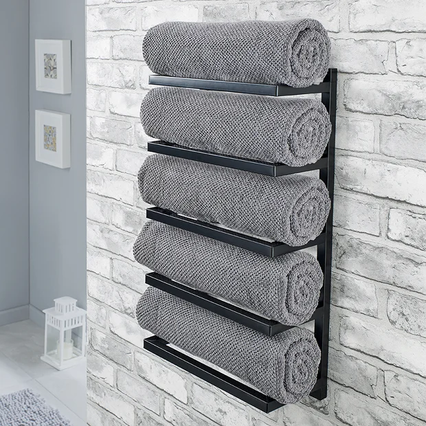 Milan 5 Tier Towel Rack - Matt Black 2 Milan 5 Tier Towel Rack - Matt Black - Image 2