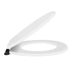 Toreno High Gloss White MDF Bottom Fixing Toilet Seat Matt Black Hinges -Bathroom Accessories msc020nmb d1