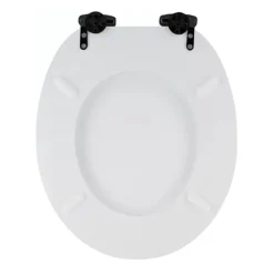 Toreno High Gloss White MDF Bottom Fixing Toilet Seat Matt Black Hinges -Bathroom Accessories msc020nmb d2