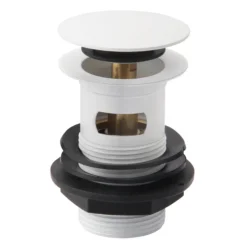 Arezzo Round Matt White Click Clack Basin Waste + Bottle Trap Pack -Bathroom Accessories mwbwbtd1