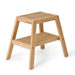 Natural Oak Slatted Bathroom Stool -Bathroom Accessories ostl d2