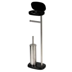 Premia Black Free Standing Toilet Roll & Brush Holder -Bathroom Accessories prembhc d1