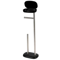 Premia Black Free Standing Toilet Roll & Spare Paper Holder -Bathroom Accessories premspc d1