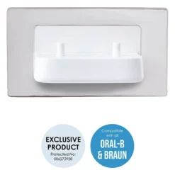 Proofvision Oral-B In Wall Electric Toothbrush Twin Charger - Polished Steel -Bathroom Accessories pv11ps d1