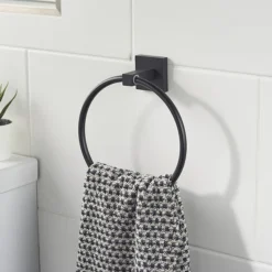 Bristan Black Square Towel Ring -Bathroom Accessories rdringblk d1