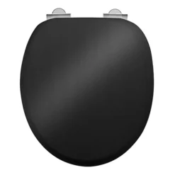 Burlington Soft Close Toilet Seat With Chrome Hinges - Gloss Black