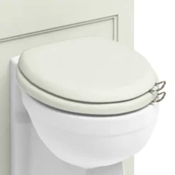 Burlington Soft Close Toilet Seat With Chrome Hinges And Handles - Sand