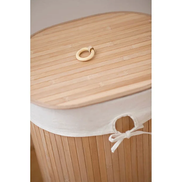 Saroma Oval Bamboo Laundry Hamper - Natural 1 Saroma Oval Bamboo Laundry Hamper - Natural