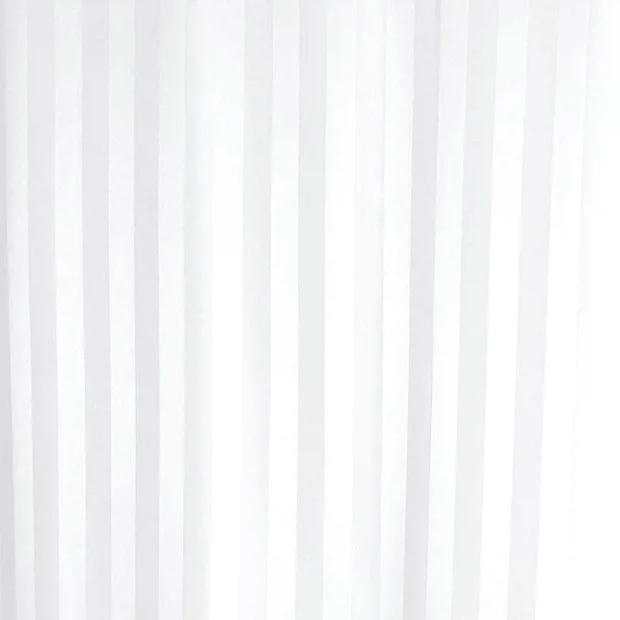 Satin Stripe Shower Curtain W1800 X H1800mm With Curtain Rings - White 1 Satin Stripe Shower Curtain W1800 X H1800mm With Curtain Rings - White