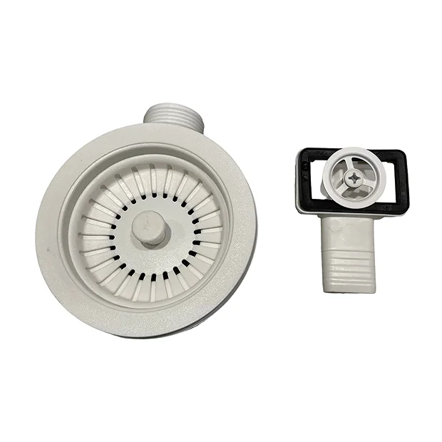 Venice Matt White Plastic Basket Strainer Kitchen Sink Waste With Round Overflow Plate 2 Venice Matt White Plastic Basket Strainer Kitchen Sink Waste With Round Overflow Plate - Image 2