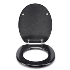 Croydex Flexi-Fix Black Quartz Effect Anti-Bacterial Toilet Seat -Bathroom Accessories wl601821hai3